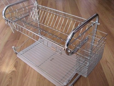 22 INCH CHROME STEEL DISH DRAINER RACK 2 TIER GIFT IDEA  