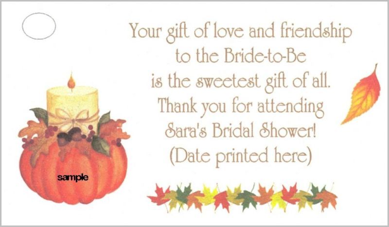 25 Fall Autumn Bridal Wedding Shower Favor Tags  