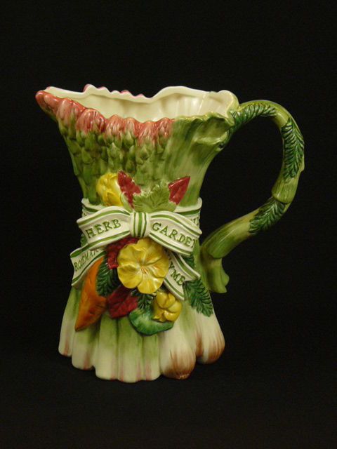 Fitz & Floyd HERB GARDEN PITCHER NIB Vase Vegetables Ribbon Kitchen 