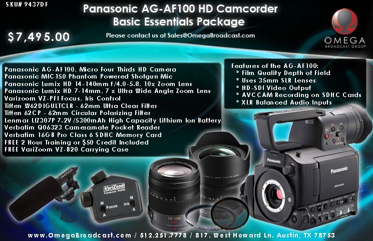 Panasonic AG AF100 HD Camcorder Basic Essentials Packag  