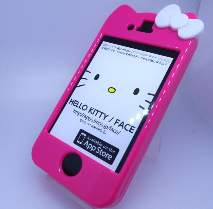 Pink Hello Kitty Bow Logo Hard Case Cover For iPhone 4 / 4gs 