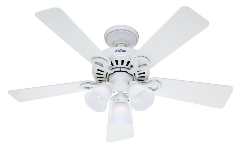 HUNTER 44 Ceiling Fan w/ Light Fixture White HR 28666  