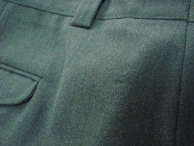 LL Bean Green Wool Hunting Field Pants, Forest Green, Leather Trim, 40 