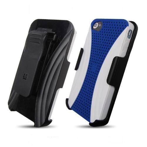   HYBRID CASE AND HOLSTER COMBO WITH SWIVEL KICKSTAND WHITE/BLUE  