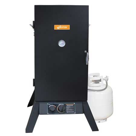 The 30 Weston Vertical Propane Smoker (Black Powder Coated) comes 