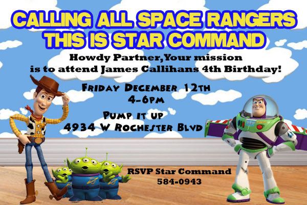 Toy Story Birthday Party Invitations Digital Package  