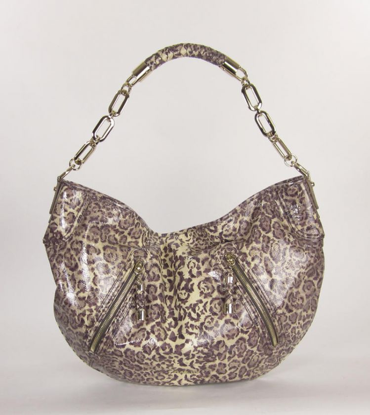 Auth BALLY Patent Butterfly Leopard Joletta Hobo Bag  