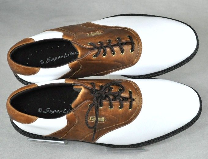   FJ Superlites Golf Saddle Shoes #58049 White/Brown NEW NIB $90 Mens 12