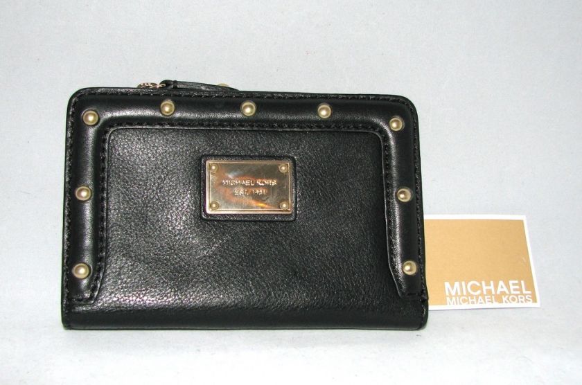 MICHAEL KORS BIG VALLEY BLACK LEATHER BIFOLD WALLET NEW  