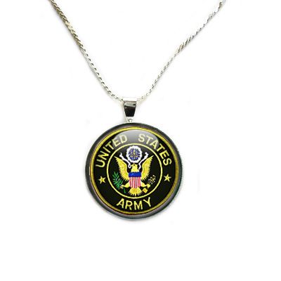 US Army   Clear Gem Pendant + Necklace Option  