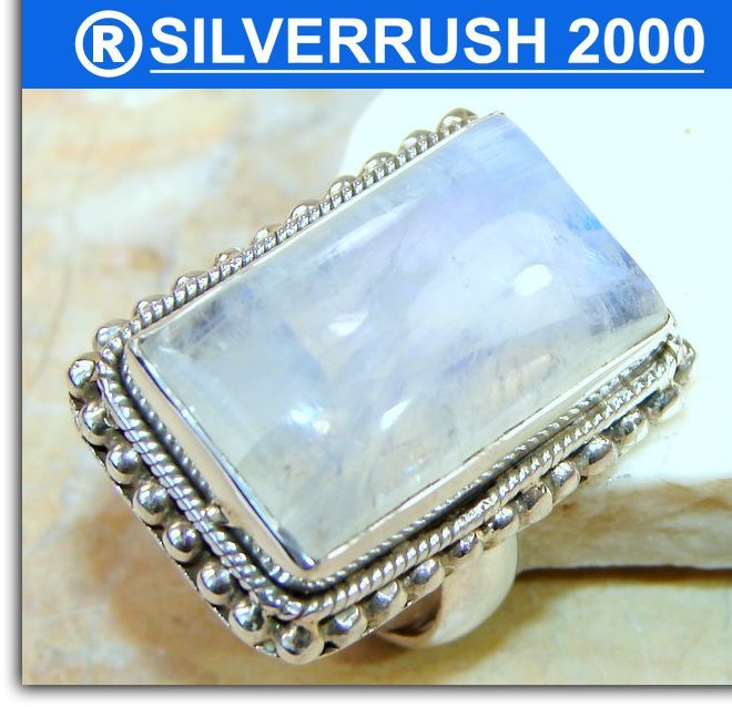 AWESOME MOONSTONE .925 SILVER RING ; SIZE 7 ; the head of ring 