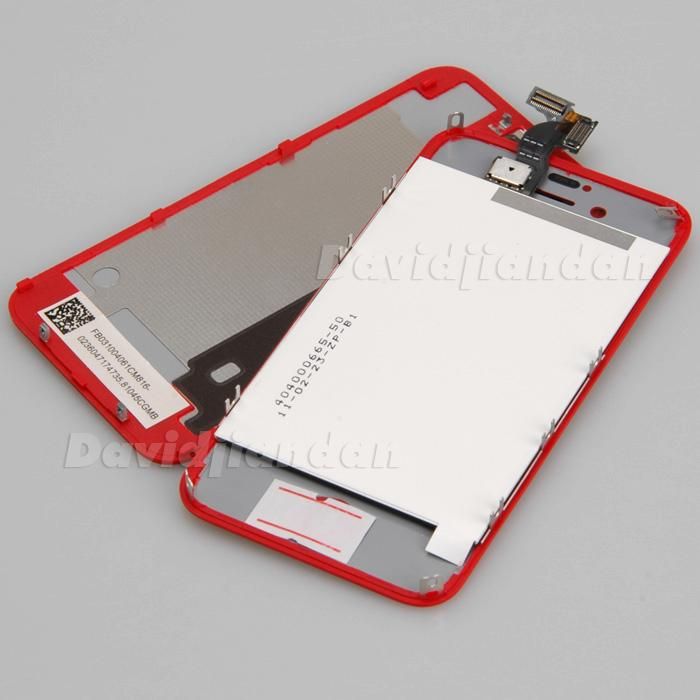 Red Touch Digitizer LCD Display Assembly+Back Housing For iPhone 4S 