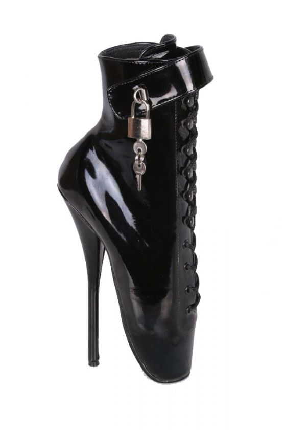 DEVIOUS BALLET 1025 7 Spike Heel Ballet Ankle Boots W/ Padlock  