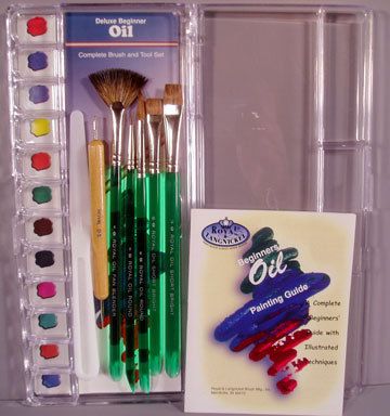 SABLE HAIR OIL PAINT BRUSH SET w/ INSTRUCTION BOOKLET 090672023025 