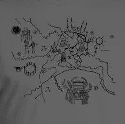 TWIN PEAKS OWL MAP T Shirt  BLACK Ink   Palmer Lynch black lodge 