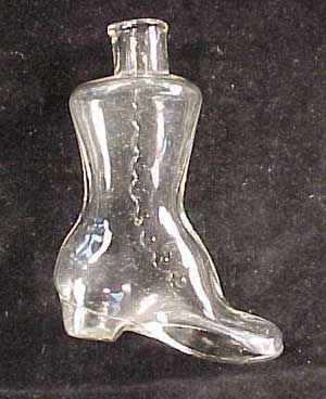 Tall Vintage Glass Perfume Boot Shaped Bottle  