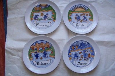 Gubbio Majolica Wall Plates, Italy, SEASONS  