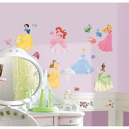 Disney Princess Wall Decals~Cinderella, Ariel, Belle,Tiana, Jasmine 