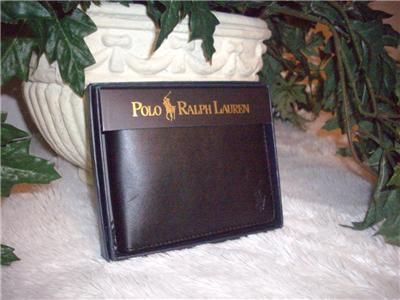 New In Box Polo Ralph Lauren Leather Passcase Wallet Black MSRP$145 