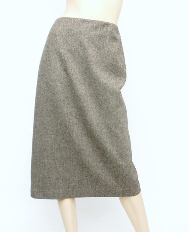 NWT $159 RALPH LAUREN EDWARD WOOL SKIRT ~BLACK/CAFE *12  