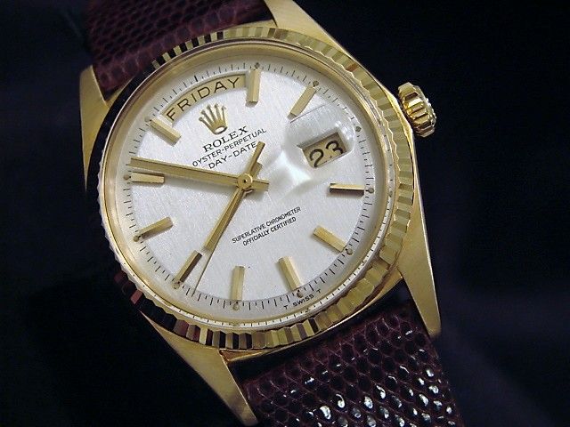 Mens 18k Gold Rolex Day Date President Watch W/Leather  