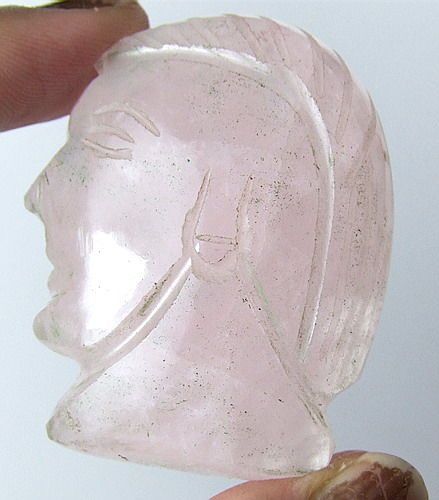 RARE171.50CT~NATURAL HUMAN FACE CARVED ROSE QUARTZ GEM  