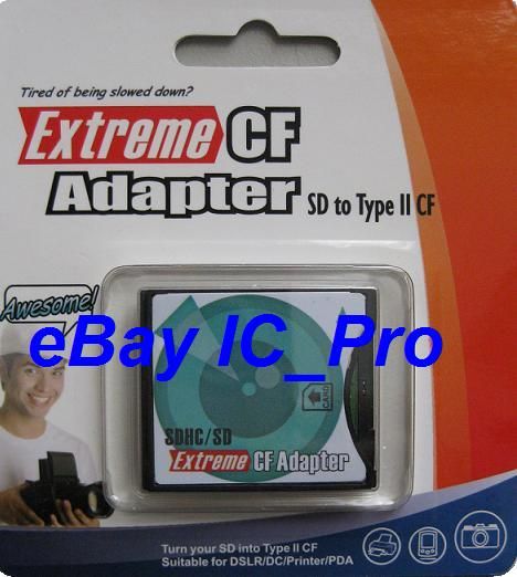 SD SDHC SDXC to CF Adapter Tyep II Card 32GB 64GB **Pro  