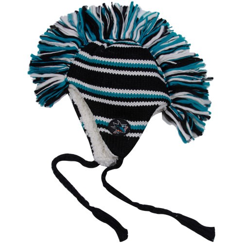 Old Time Hockey San Jose Sharks Black Teal Mohawk Tassel Knit Beanie 