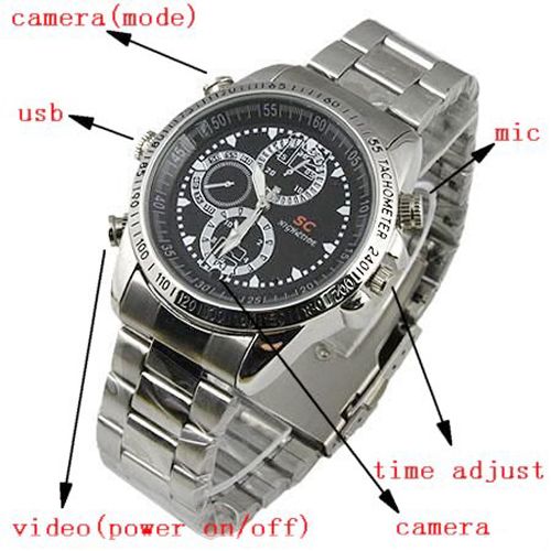   Watch Video Recorder  8GB Hidden Camera DVR Waterproof Camcorder Steel