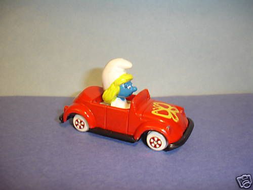 ERTL Smurfette in car Smurf Schlümpfe RARE  