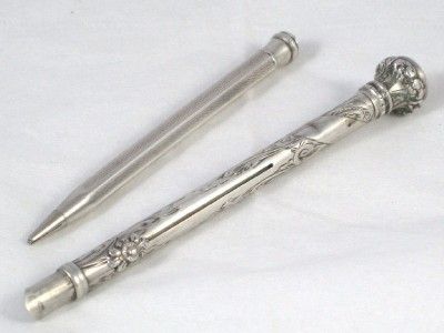 Antique Sterling Silver Retractable Dip Pen & Pencil  