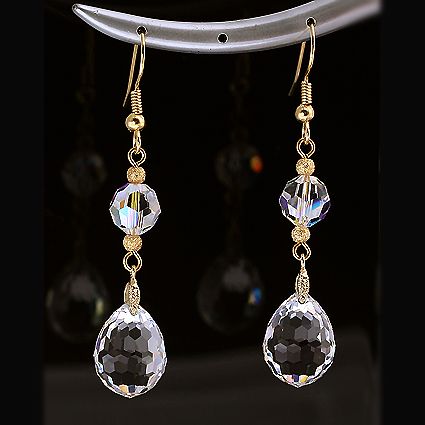 Swarovski Clear Faceted Drop Earrings  