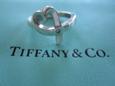 Tiffany & Co. Picasso Sterling Diamond Loving Heart Ring Size 6.5 