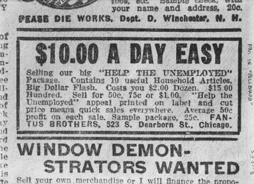 Description early 1900s photo Adv. In Billboard Help Wanted