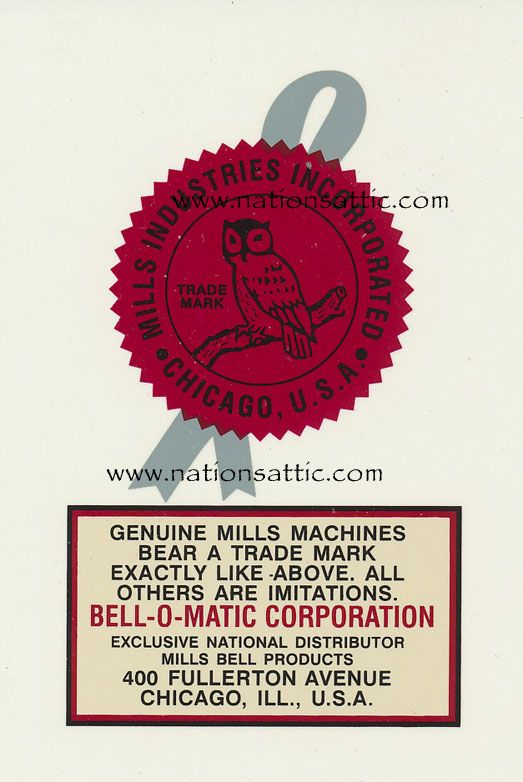 MILLS INDUSTRIES 40s SLOT MACHINE WATER RELEASE DECALS  