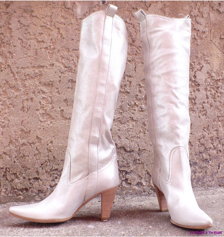 AUTRE CHOSE ITALIAN SILVERY WESTERN BOOTS 5/35  